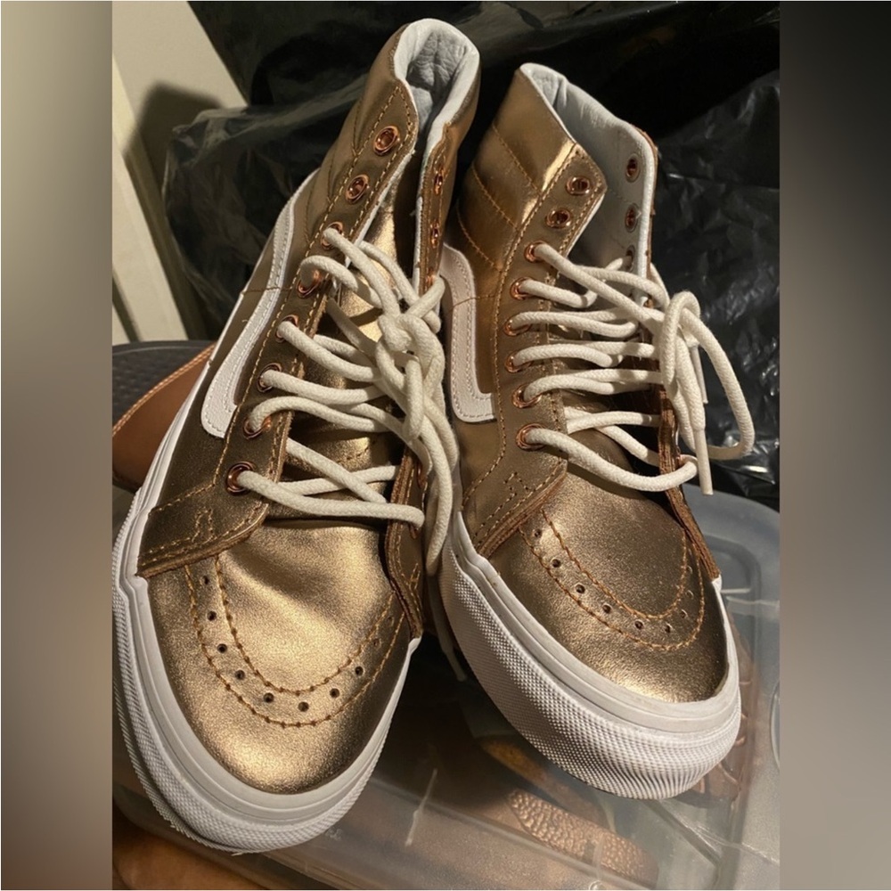 Rose gold Vans high tops